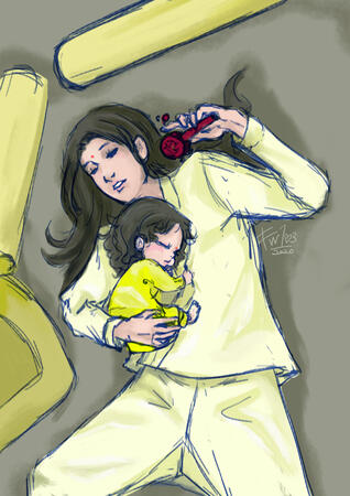 Jin Ling falling asleep on Jin Guangyao